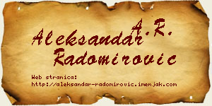 Aleksandar Radomirović vizit kartica